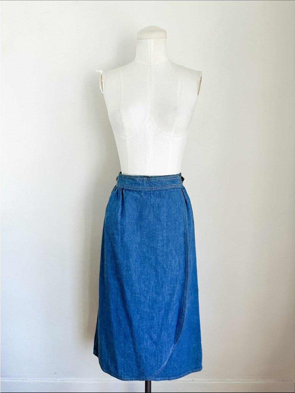 Vintage 1970s Denim Wrap Skirt / 23" - 25" waist